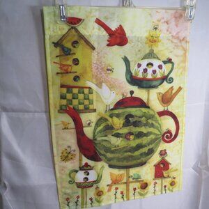 Debi Hron Artist Birdhouses Garden Flag 18x13" Made by Evergreen Warm Colors
